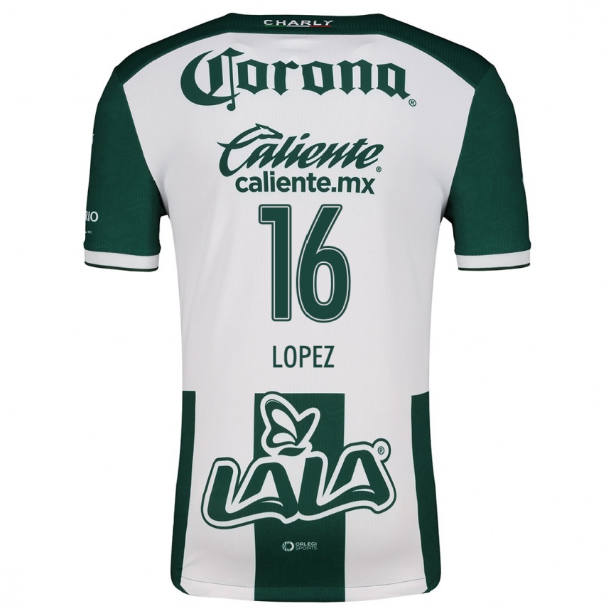 Women Football Aldo López #16 Green White Home Jersey 2024/25 T-Shirt Za