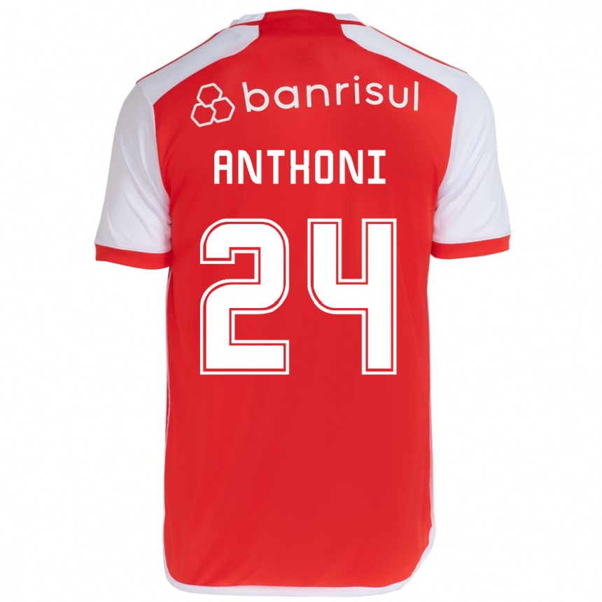 Women Football Anthoni #24 Red White Home Jersey 2024/25 T-Shirt Za