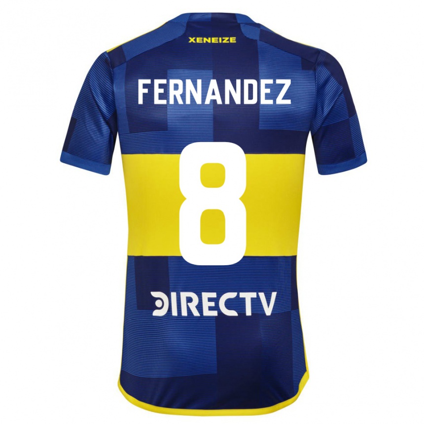 Women Football Guillermo Fernandez #8 Blue Yellow Home Jersey 2024/25 T-Shirt Za