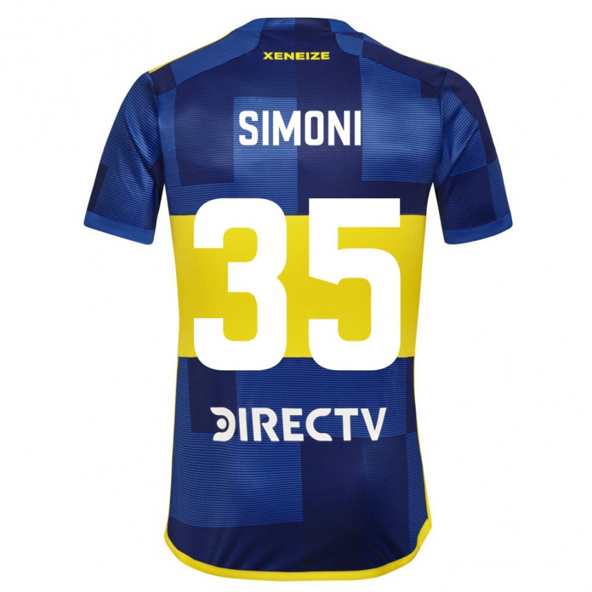 Women Football Valentino Simoni #35 Blue Yellow Home Jersey 2024/25 T-Shirt Za