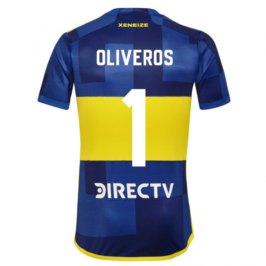 Women Football Laurina Oliveros #1 Blue Yellow Home Jersey 2024/25 T-Shirt Za