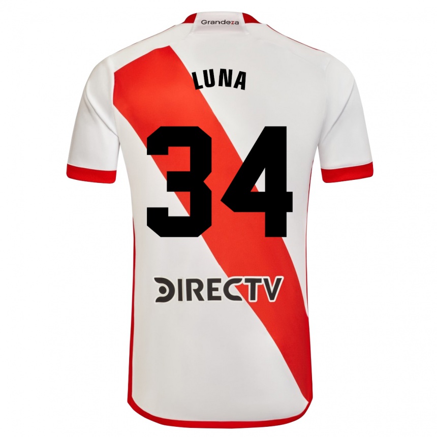 Women Football Jonás Luna #34 White Red Home Jersey 2024/25 T-Shirt Za