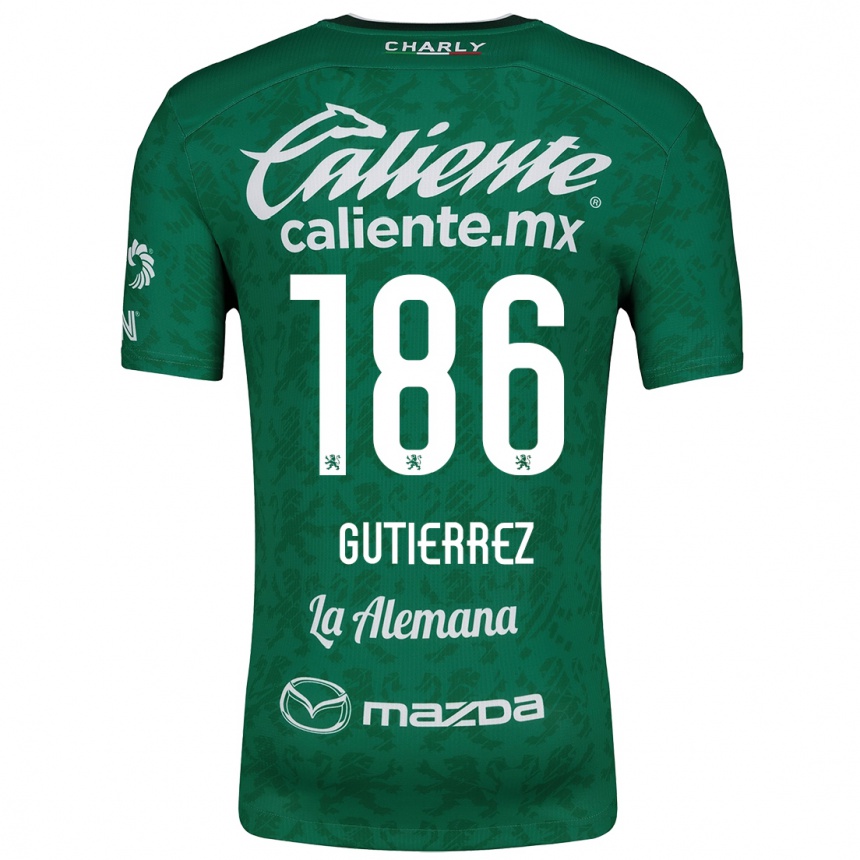 Women Football Alan Gutiérrez #186 Green White Home Jersey 2024/25 T-Shirt Za