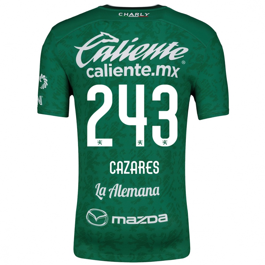 Women Football Juan Cázares #243 Green White Home Jersey 2024/25 T-Shirt Za