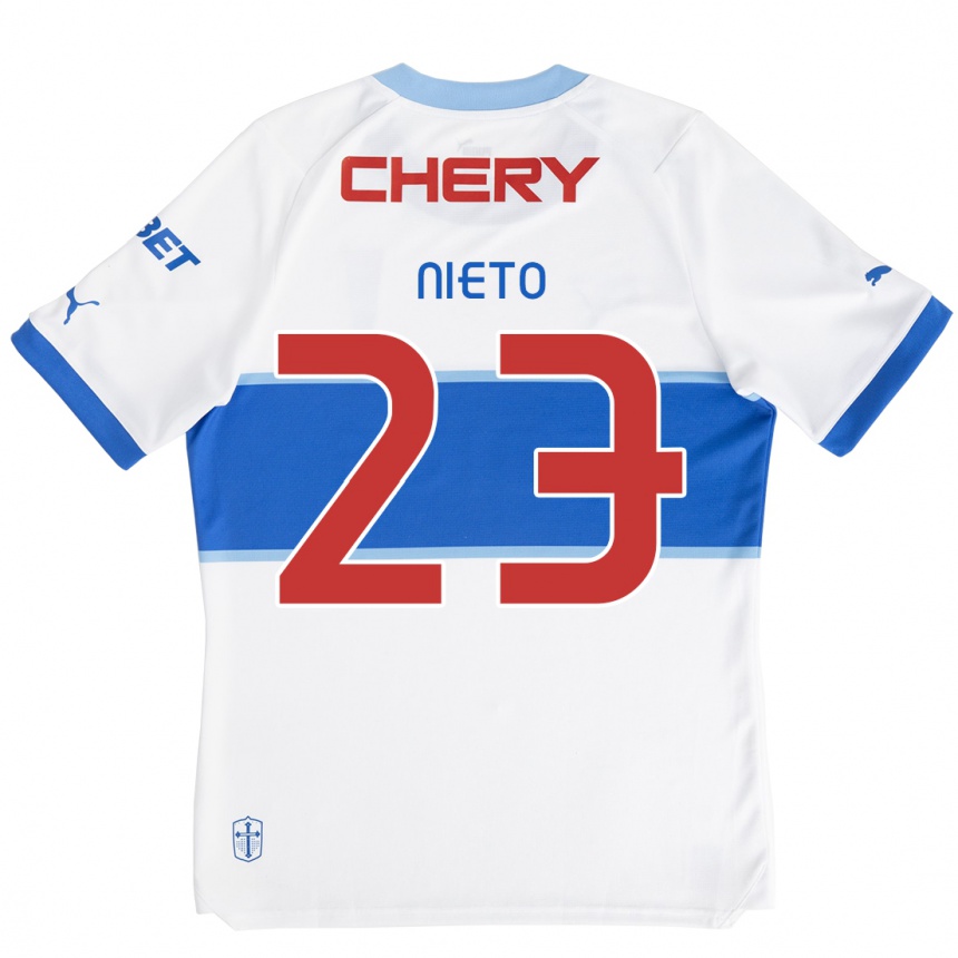 Women Football Byron Nieto #23 White Blue Home Jersey 2024/25 T-Shirt Za