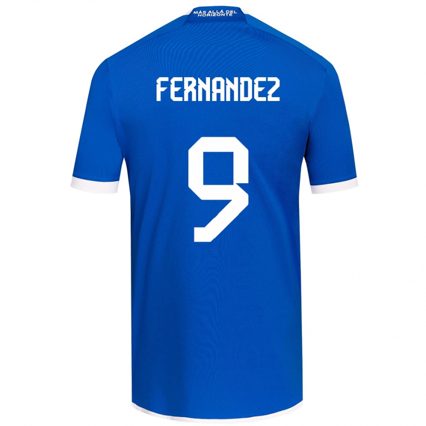 Women Football Leandro Fernández #9 Blue White Home Jersey 2024/25 T-Shirt Za