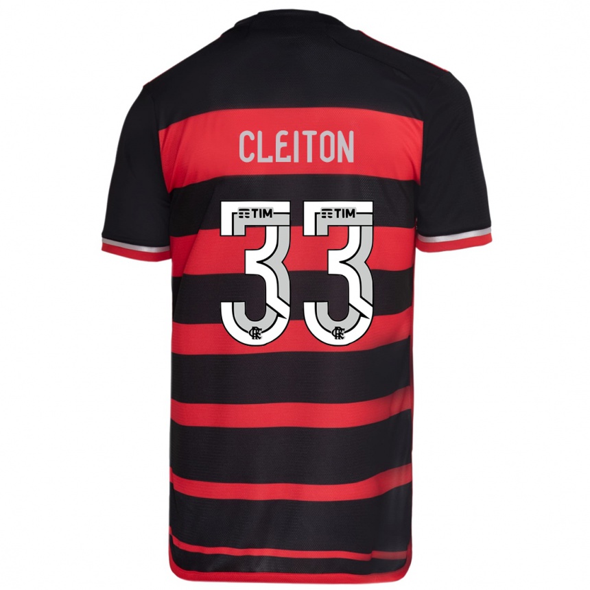 Women Football Cleiton #33 Red Black Home Jersey 2024/25 T-Shirt Za