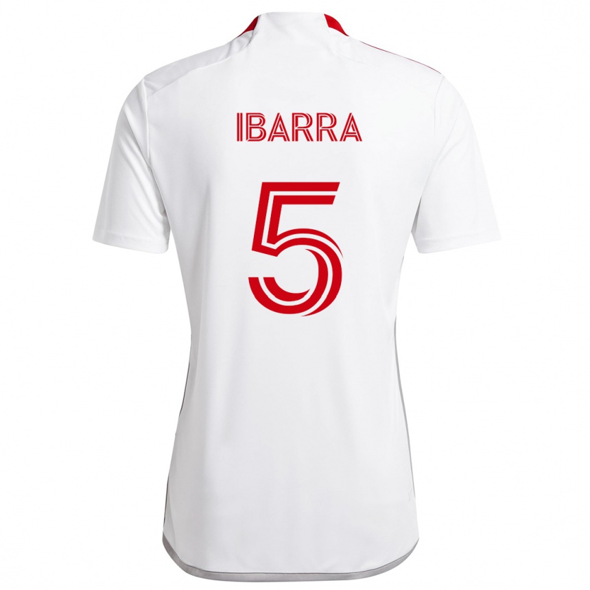 Women Football Franco Ibarra #5 White Red Away Jersey 2024/25 T-Shirt Za