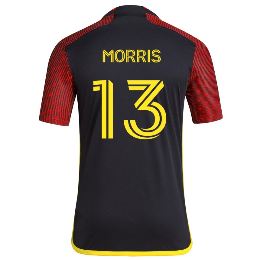 Women Football Jordan Morris #13 Red Black Away Jersey 2024/25 T-Shirt Za