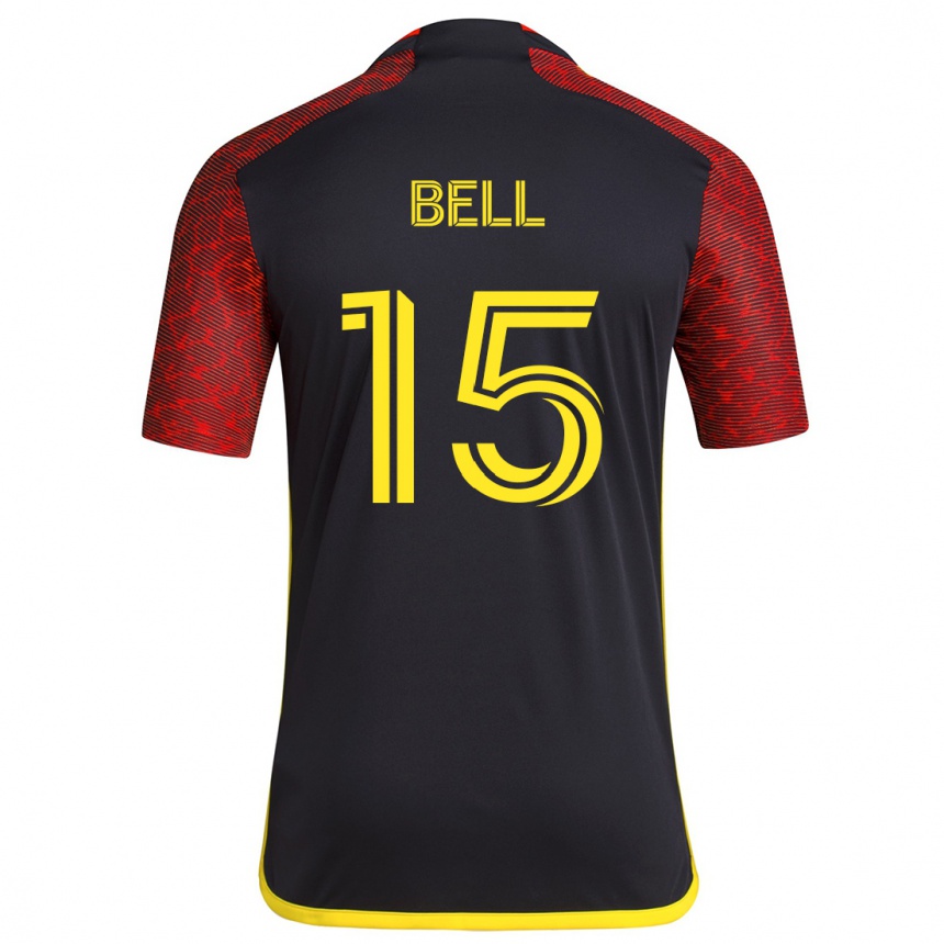 Women Football Jon Bell #15 Red Black Away Jersey 2024/25 T-Shirt Za