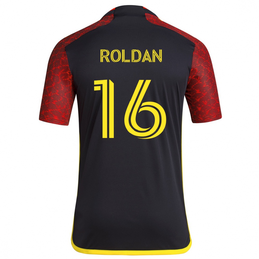 Women Football Álex Roldán #16 Red Black Away Jersey 2024/25 T-Shirt Za