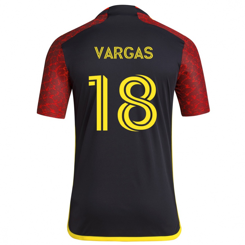 Women Football Obed Vargas #18 Red Black Away Jersey 2024/25 T-Shirt Za