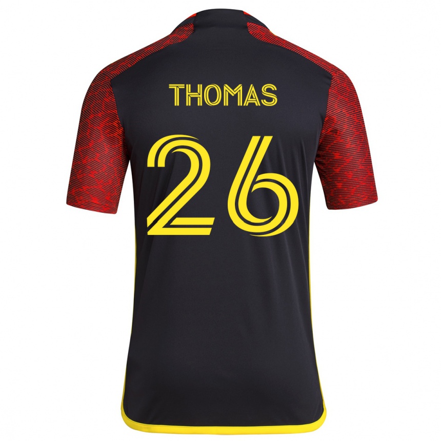 Women Football Andrew Thomas #26 Red Black Away Jersey 2024/25 T-Shirt Za