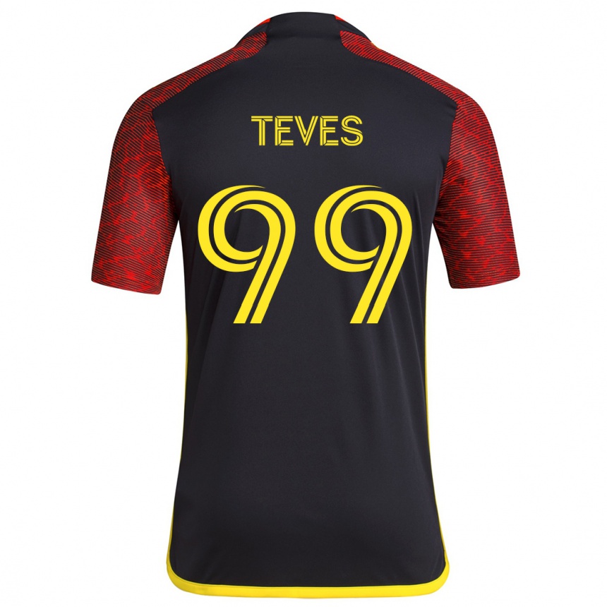 Women Football Dylan Teves #99 Red Black Away Jersey 2024/25 T-Shirt Za