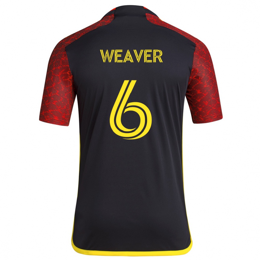 Women Football Morgan Weaver #6 Red Black Away Jersey 2024/25 T-Shirt Za