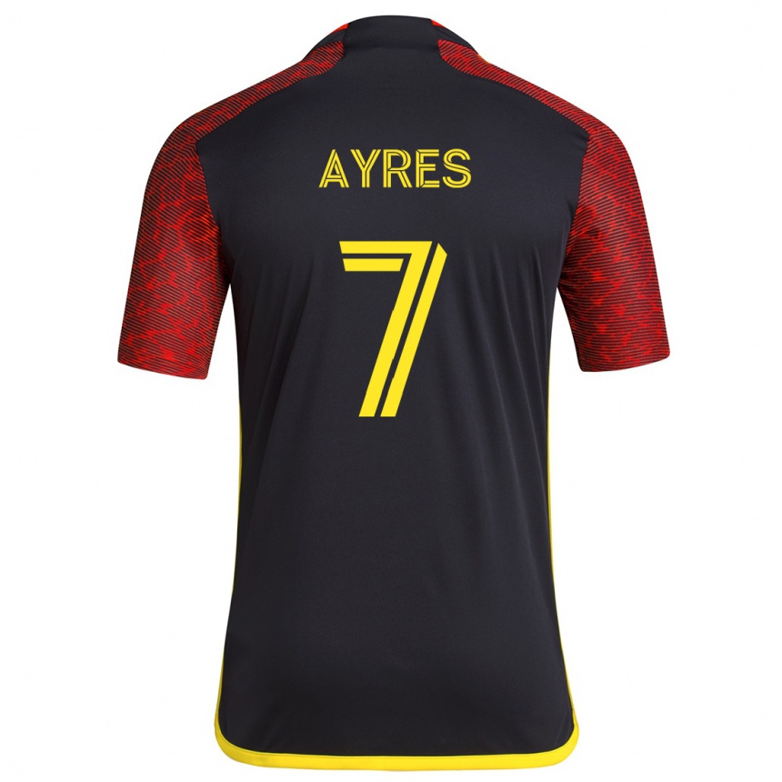 Women Football Melina Ayres #7 Red Black Away Jersey 2024/25 T-Shirt Za