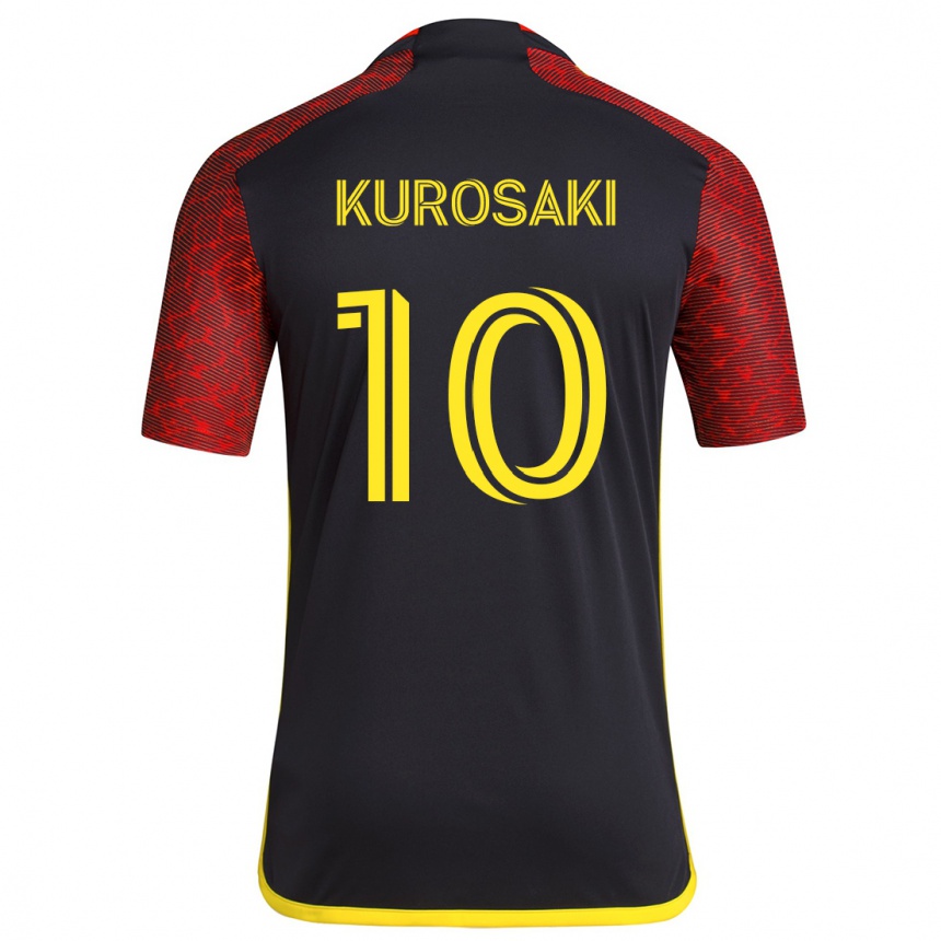 Women Football Yuuka Kurosaki #10 Red Black Away Jersey 2024/25 T-Shirt Za