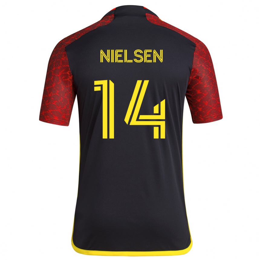 Women Football Taylor Nielsen #14 Red Black Away Jersey 2024/25 T-Shirt Za