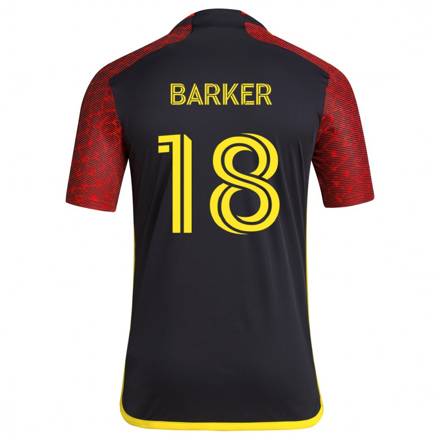 Women Football Alicia Barker #18 Red Black Away Jersey 2024/25 T-Shirt Za