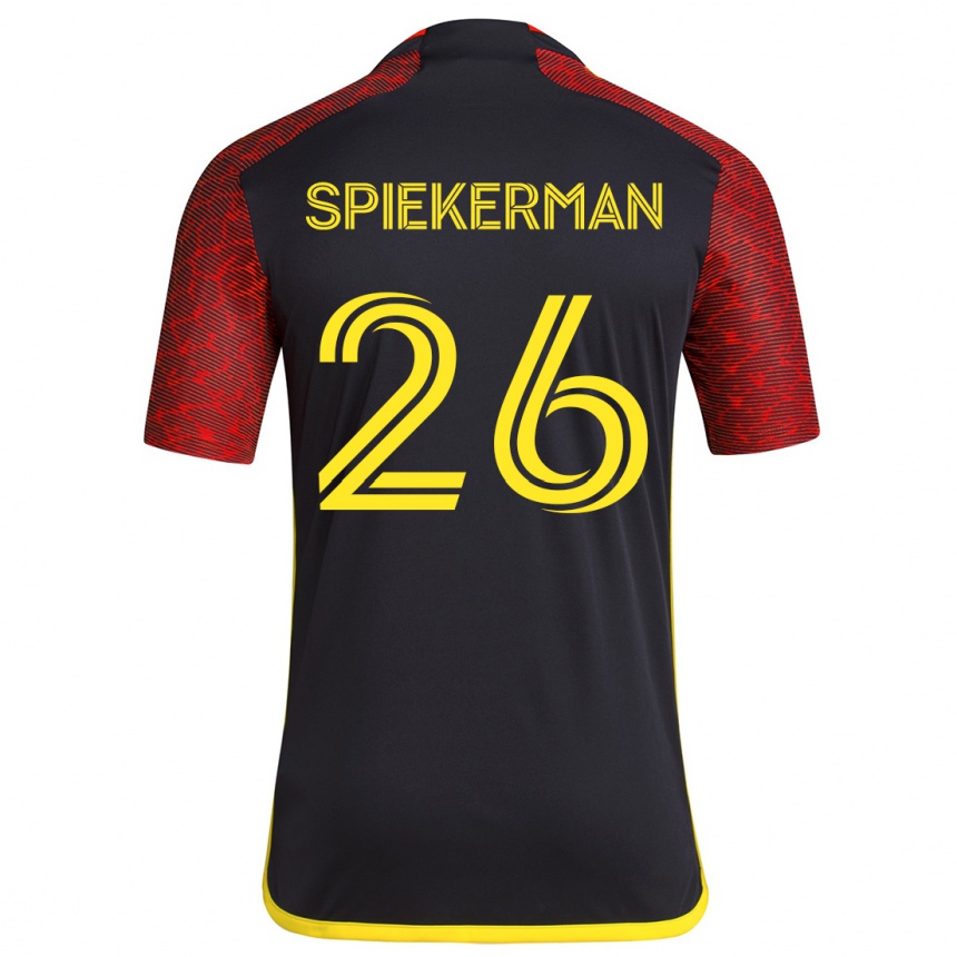 Women Football Stephanie Spiekerman #26 Red Black Away Jersey 2024/25 T-Shirt Za