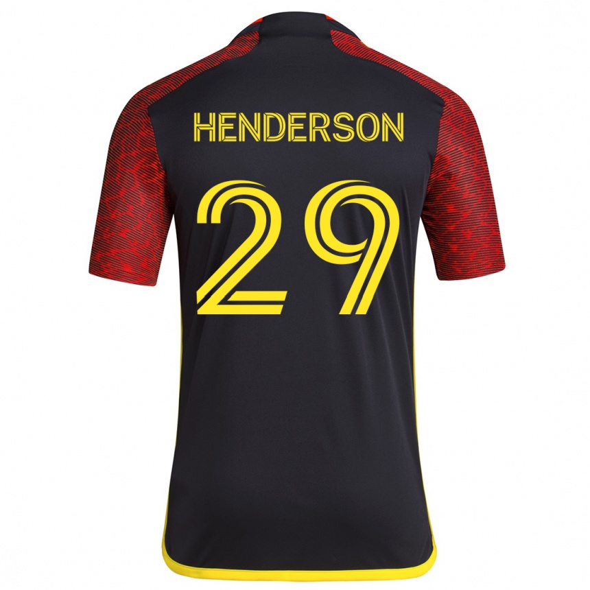 Women Football Anna Henderson #29 Red Black Away Jersey 2024/25 T-Shirt Za