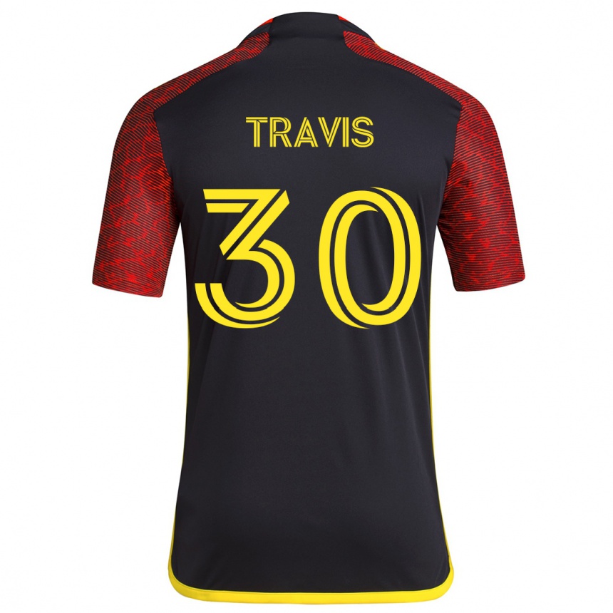 Women Football Riley Travis #30 Red Black Away Jersey 2024/25 T-Shirt Za