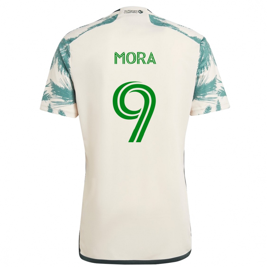 Women Football Felipe Mora #9 Beige Brown Away Jersey 2024/25 T-Shirt Za