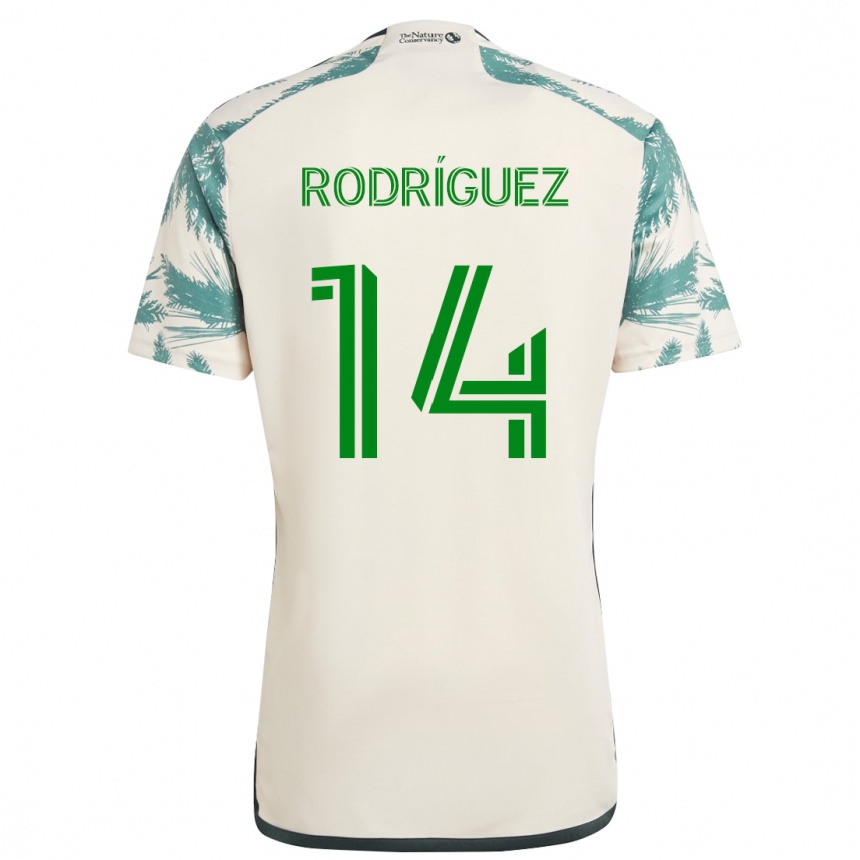 Women Football Jonathan Rodríguez #14 Beige Brown Away Jersey 2024/25 T-Shirt Za