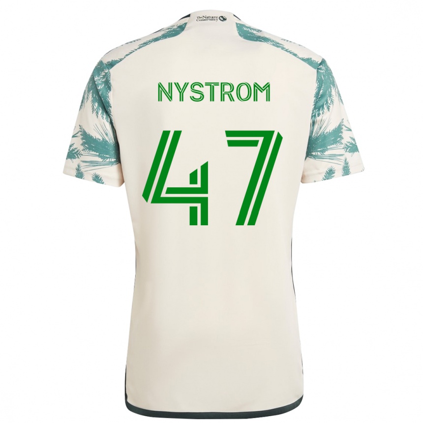 Women Football Maximo Nystrom #47 Beige Brown Away Jersey 2024/25 T-Shirt Za