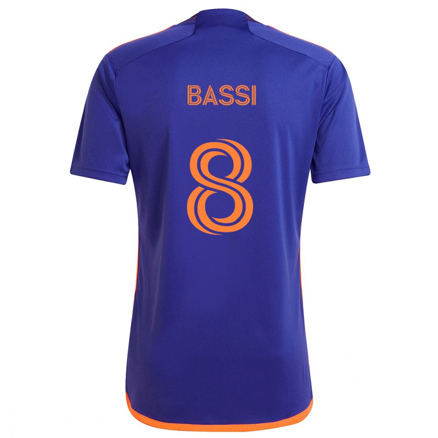 Women Football Amine Bassi #8 Purple Orange Away Jersey 2024/25 T-Shirt Za