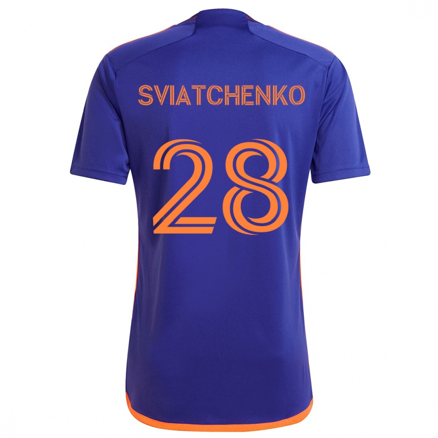 Women Football Erik Sviatchenko #28 Purple Orange Away Jersey 2024/25 T-Shirt Za