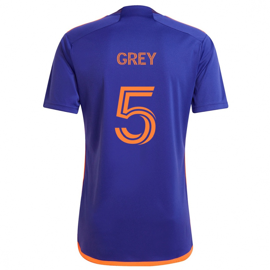 Women Football Omar Grey #5 Purple Orange Away Jersey 2024/25 T-Shirt Za