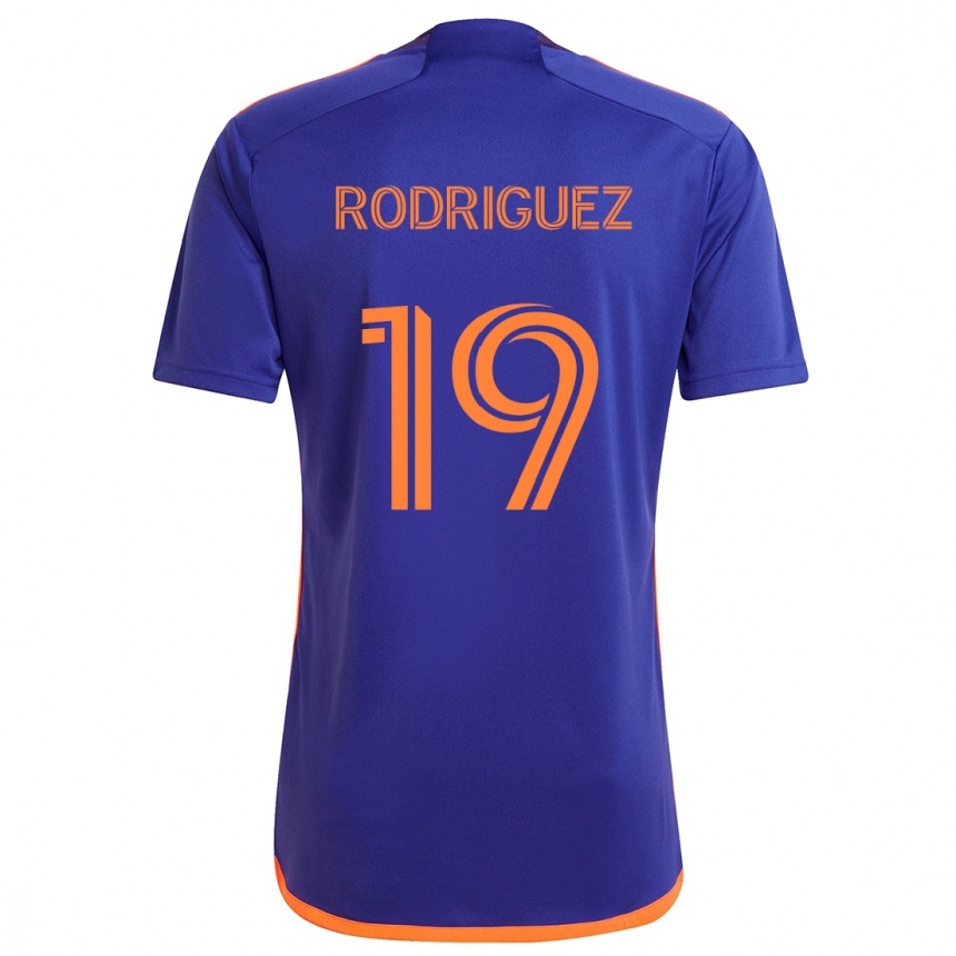 Women Football Sebastian Rodriguez #19 Purple Orange Away Jersey 2024/25 T-Shirt Za