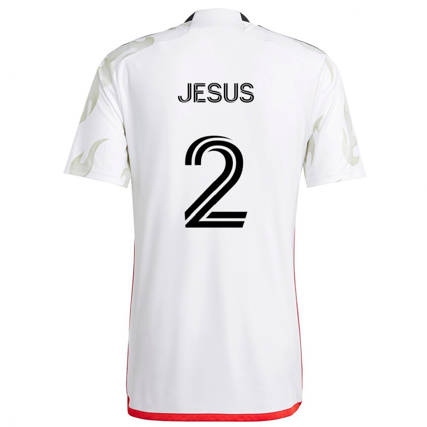 Women Football Geovane Jesus #2 White Red Black Away Jersey 2024/25 T-Shirt Za