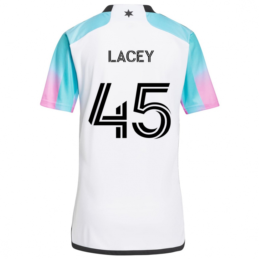 Women Football Kameron Lacey #45 White Blue Black Away Jersey 2024/25 T-Shirt Za