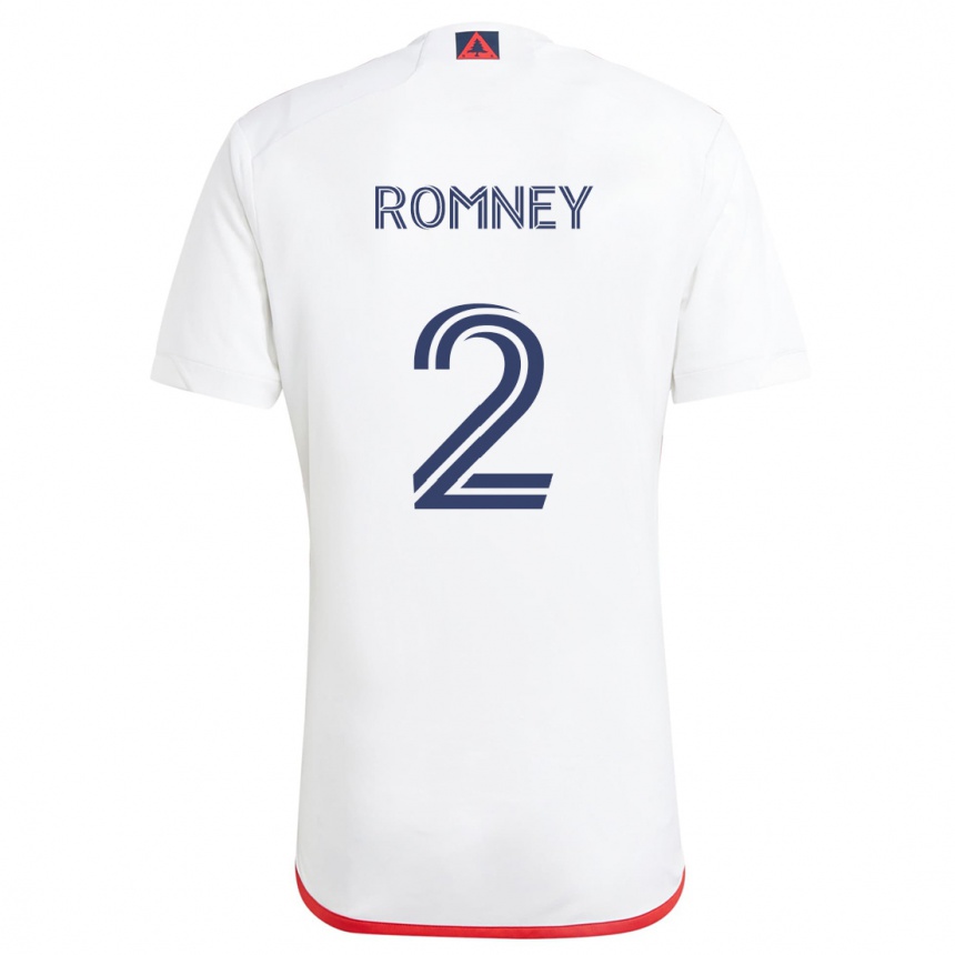 Women Football Dave Romney #2 White Red Away Jersey 2024/25 T-Shirt Za