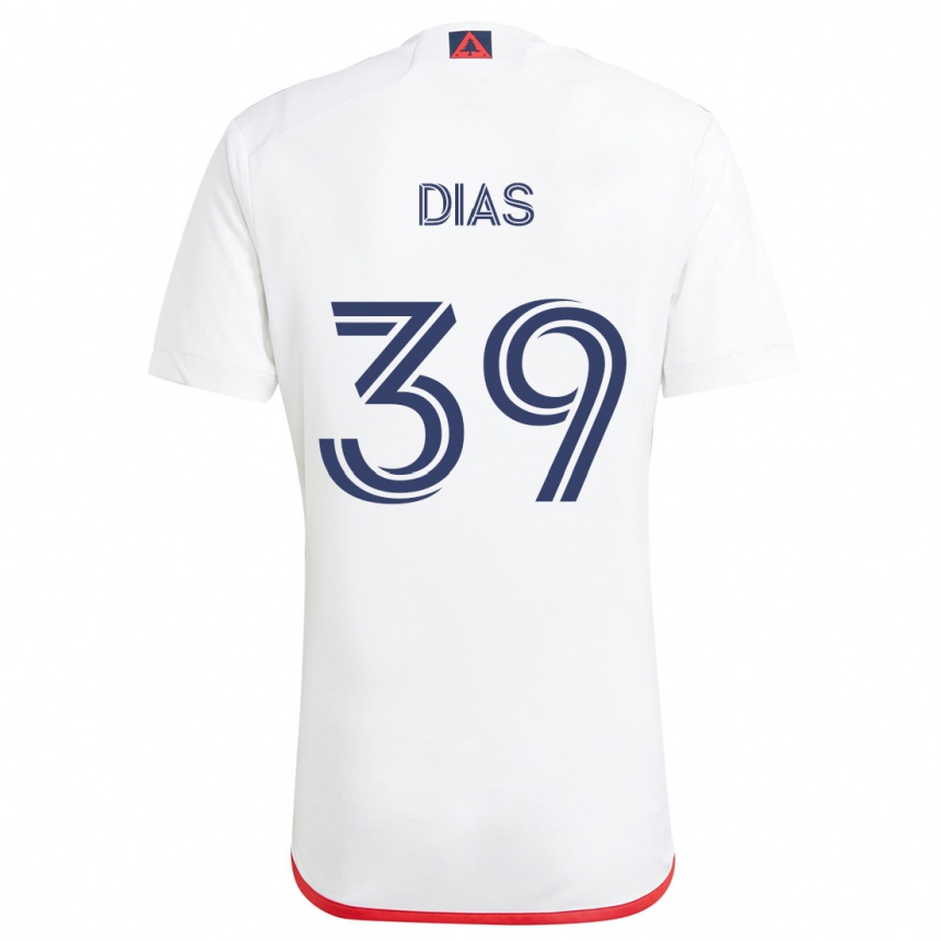 Women Football Marcos Dias #39 White Red Away Jersey 2024/25 T-Shirt Za