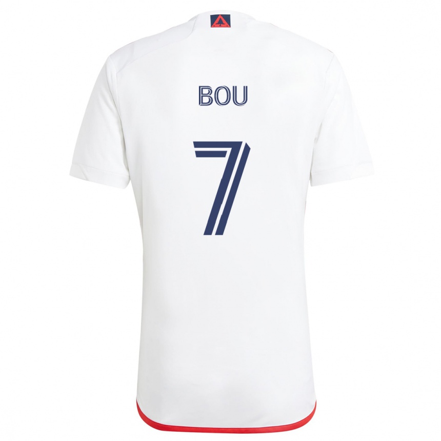 Women Football Gustavo Bou #7 White Red Away Jersey 2024/25 T-Shirt Za