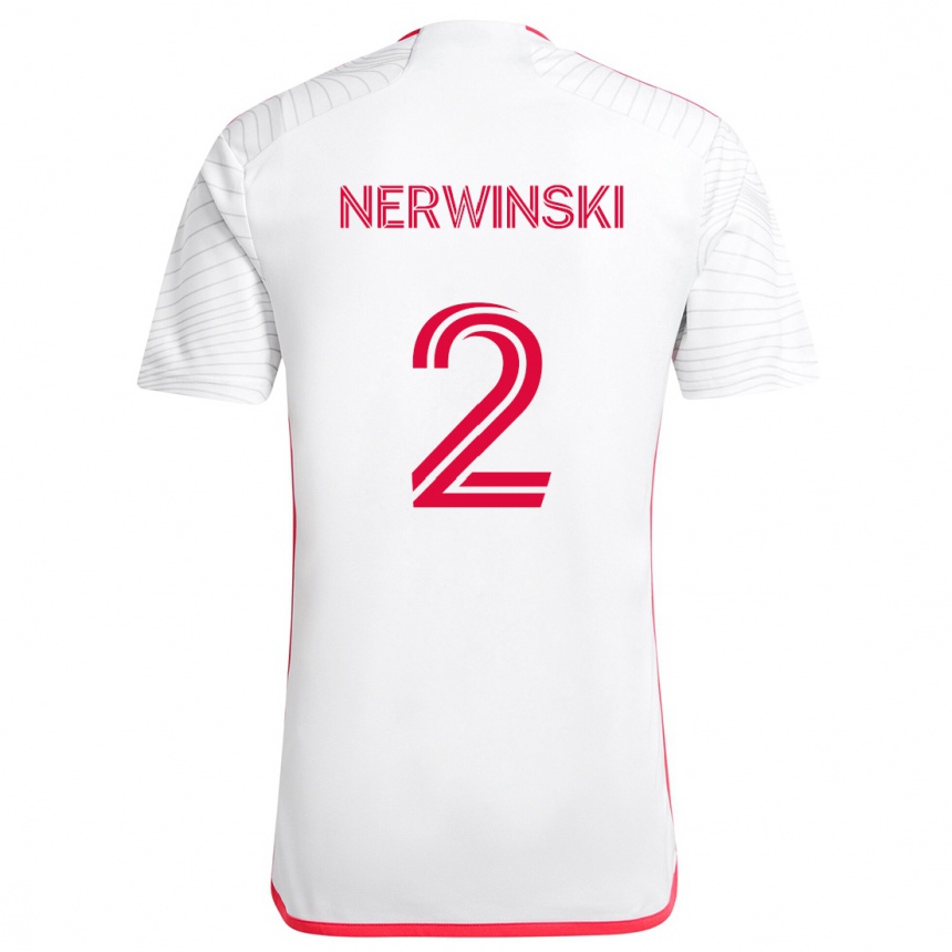 Women Football Jake Nerwinski #2 White Red Away Jersey 2024/25 T-Shirt Za