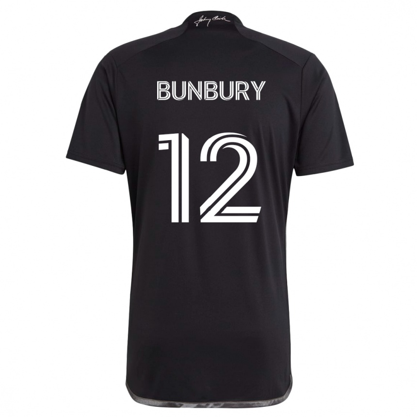 Women Football Teal Bunbury #12 Black Away Jersey 2024/25 T-Shirt Za