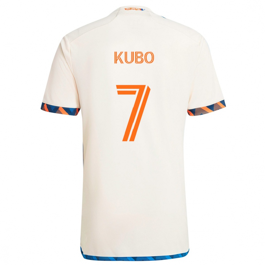 Women Football Yuya Kubo #7 White Orange Away Jersey 2024/25 T-Shirt Za