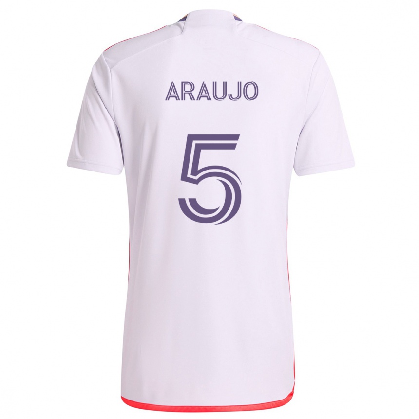 Women Football César Araújo #5 White Red Purple Away Jersey 2024/25 T-Shirt Za