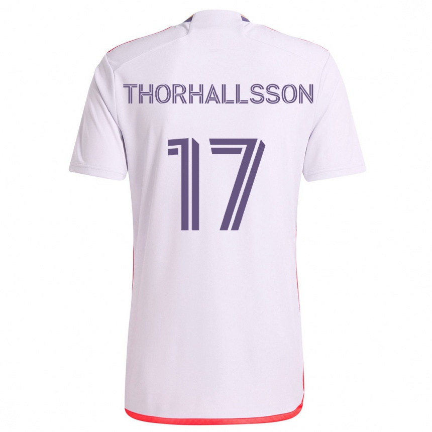 Women Football Dagur Dan Thórhallsson #17 White Red Purple Away Jersey 2024/25 T-Shirt Za