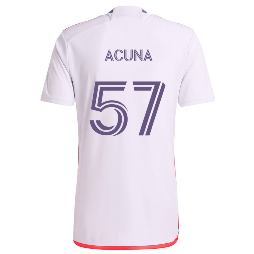 Women Football Cristofer Acuña #57 White Red Purple Away Jersey 2024/25 T-Shirt Za