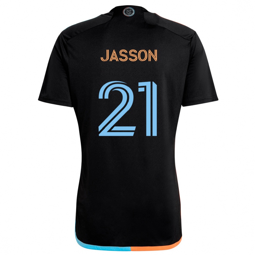 Women Football Andres Jasson #21 Black Orange Blue Away Jersey 2024/25 T-Shirt Za