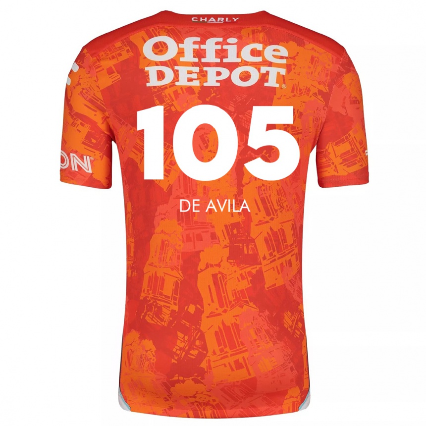 Women Football José De Ávila #105 Orange White Away Jersey 2024/25 T-Shirt Za