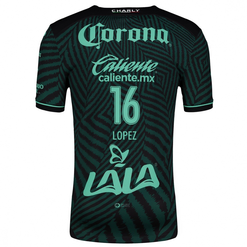 Women Football Aldo López #16 Black Green Away Jersey 2024/25 T-Shirt Za