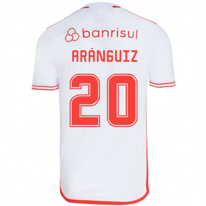 Women Football Charles Aránguiz #20 White Red Away Jersey 2024/25 T-Shirt Za