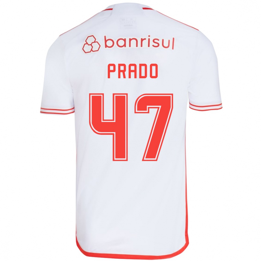 Women Football Gustavo Prado #47 White Red Away Jersey 2024/25 T-Shirt Za