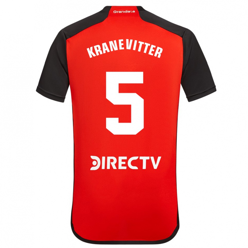 Women Football Matías Kranevitter #5 Red Black White Away Jersey 2024/25 T-Shirt Za